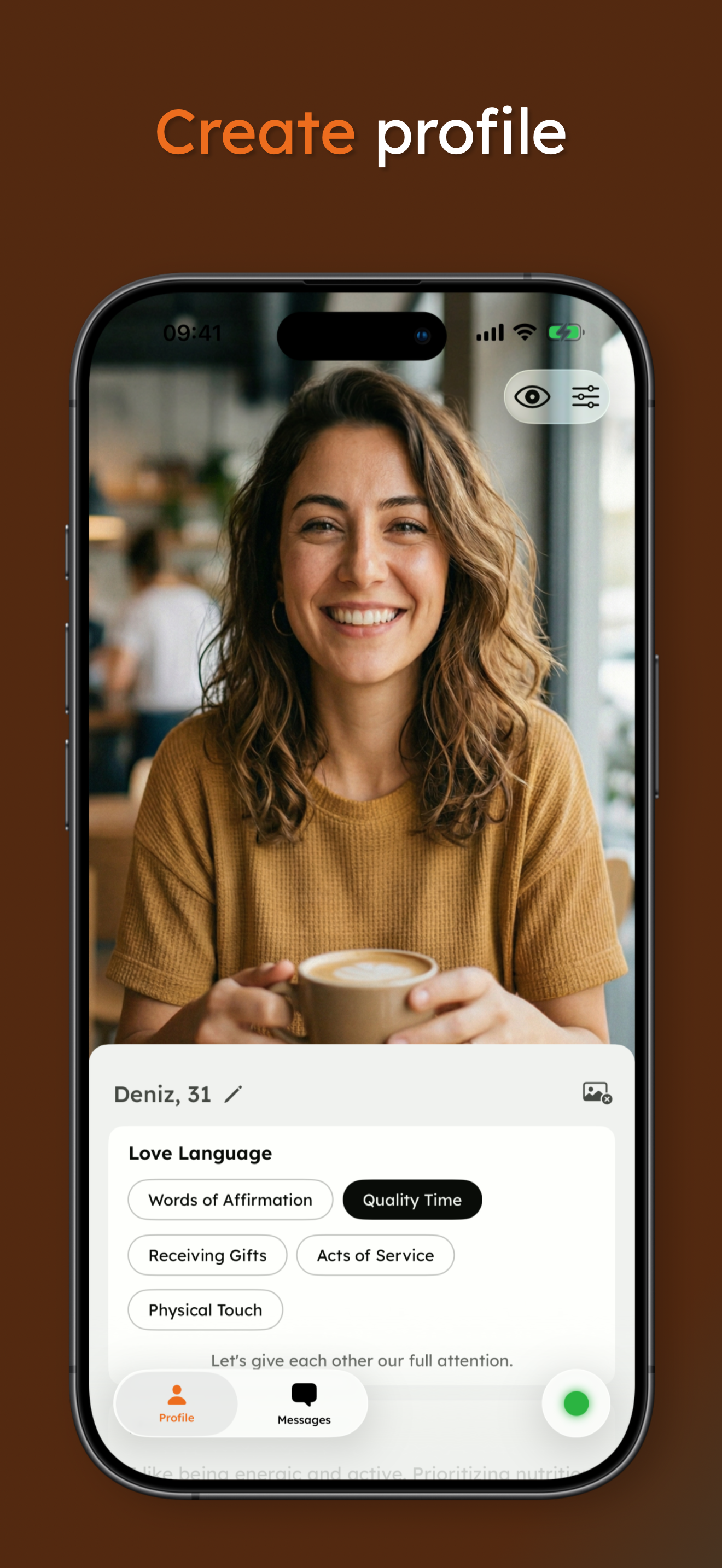 RingUp profile screen
